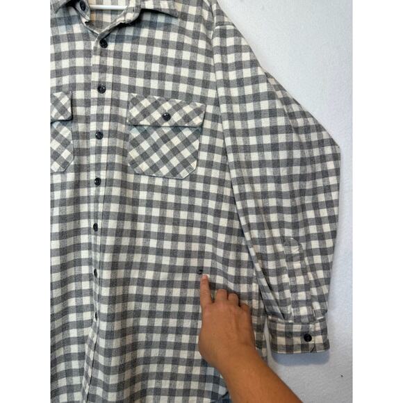 Vtg L.L. Bean Men's Chamois Plaid Flannel Hunting Shirt Sz Tall 18 Made USA FLAW - Picture 9 of 10